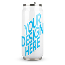 Cargar imagen en el visor de la galería, Taza tipo lata de aluminio con Tapa y Pajita Acero Inoxidable 304 Taza Térmica de Viaje Reutilizable para Café JJ0520153 Personalizada con Foto Logo Patrón Texto