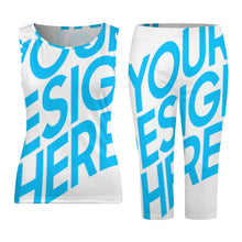 Cargar imagen en el visor de la galería, Camiseta sin manga pantalones cortos Traje / Conjunto ajustado de dos piezas para mujer PTZ Personalizada con Impresión Completa de una imagen con Foto Logo Patrón Texto