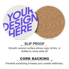 Cargar imagen en el visor de la galería, Posavasos Redondo de Cerámica con Impresión Directa UV de Diseño Personalizado Personalizada con Foto, Texto o Logo