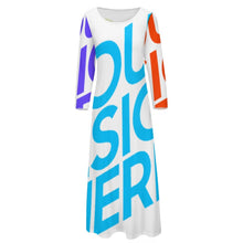 Cargar imagen en el visor de la galería, Vestido Manga Larga de Moda con Volantes Cuello Redondo para mujer NZ2202048 Personalizado con Impresión Completa de múltiples imágenes con Foto Logo Patrón Texto
