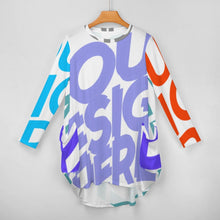 Cargar imagen en el visor de la galería, Vestido Holgado Casual de Dobladillo Irregular Manga Larga con Bolsillo para Mujer AKQ Personalizado Impresion Completa de Múltiples Imágenes con Foto Logo Patrón Texto