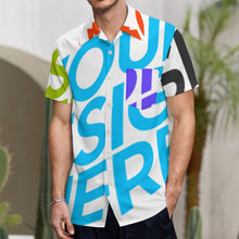 Cargar imagen en el visor de la galería, Camisa casual manga corta con bolsillo para hombre NS Personalizada con Impresión Completa de múltiples imágenes con Foto Logo Patrón Texto