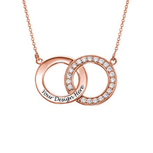 Cargar imagen en el visor de la galería, Collar de Colgantes Redondos Entrelazados de Piedras de Nacimiento para Mujer X0079 Grabado Personalizado con Texto Nombre de Plata 925 / Cobre