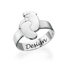 Cargar imagen en el visor de la galería, Anillo de Pies de Bebes Personalizado de Cobre J0027 Grabado con Texto Nombre Letras
