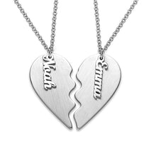 Cargar imagen en el visor de la galería, Collar con corazón personalizado X0039 con texto nombre para parajes mujer hombre Longitud Ajustable en plata de ley 925 chapado de oro rosa de 18K