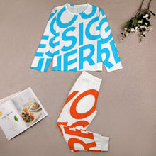 Cargar imagen en el visor de la galería, Pijama Traje largo cómodo casual con cuello redondo estamapdo para niñas JTZ Personalizado con Impresión Completa de una imagen con Foto Logo Patrón Texto