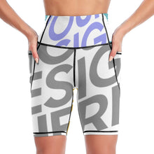 Cargar imagen en el visor de la galería, Leggings / Pantalones de Yoga 1/2 Bolsillos Cintura Alta para Mujer YJ008 Personalizados con Impresión Completa de una imagen con Foto Logo Patrón Texto