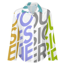 Cargar imagen en el visor de la galería, Camisa con dobladillo irregular manga larga para mujer B648 Personalizada con Impresión Completa de múltiples imágenes con Foto Logo Patrón Texto