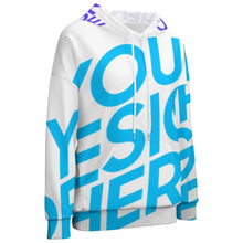 Cargar imagen en el visor de la galería, Sudadera hombros caídos con capucha para mujer NH Personalizada con impresión completa de una imagen con Foto Logo Patrón Texto