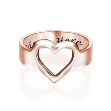 Cargar imagen en el visor de la galería, Anillo Corazón Calado de Plata de Ley 925 para Mujer J0022 Grabado Personalizado con Texto Nombre