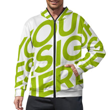 Cargar imagen en el visor de la galería, Sudadera con capucha y cremallera de manga larga para hombre WY14 personalizado con patrón foto texto (impresión de imagen única)