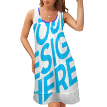 Cargar imagen en el visor de la galería, Vestido sin mangas con cuello en U de dos piezas falsas QQ Personalizado con Impresión Completa de múltiples imágenes con Foto Logo Patrón Texto