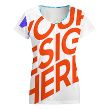 Cargar imagen en el visor de la galería, Camiseta de manga corta con cuello en V talla grande para mujer VT Personalizada con Impresión Completa de múltiples imágenes con Foto Logo Patrón Texto