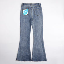 Cargar imagen en el visor de la galería, Pantalones vaqueros/ Jeans acampanados elásticos MC603 personalizados con foto, texto o logo (múltiples imágenes opcionales)