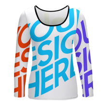 Cargar imagen en el visor de la galería, Blusa básica de fondo regular con cuello en U grande para mujer NZ151 Personalizada con Impresión Completa de múltiples imágenes con Foto Logo Patrón Texto