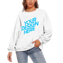 Cargar imagen en el visor de la galería, Sudadera para mujer con mangas abullonadas de vellón holgada con cuello redondo y hombros caídos casual NZ2205185 D85 Personalizada con Foto, Texto o Logo