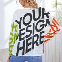 Cargar imagen en el visor de la galería, Cárdigan de punto casual con hombros caídos para mujer NZ055 Personalizado con Impresión Completa de múltiples imágenes con Foto Logo Patrón Texto