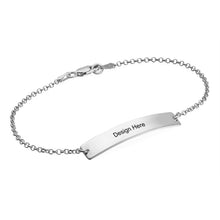 Cargar imagen en el visor de la galería, Pulsera de Identificación en Forma de Barra para Mujer Hombre S0027 Personalizada Grabada con Texto Nombre