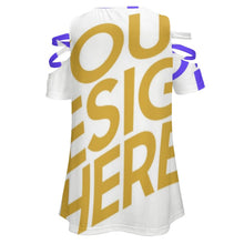 Cargar imagen en el visor de la galería, Blusa / camiseta con cremallera y hombros descubiertos para mujer BE Personalizada con impresión completa de múltiples imágenes con Foto Logo Patrón Texto