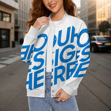 Cargar imagen en el visor de la galería, Chaqueta universitaria de béisbol para mujer SDS2507 personalizado con patrón foto texto (impresión de imagen única)
