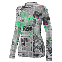 Cargar imagen en el visor de la galería, Women's Long Sleeve T-Shirt Newspaper Graffiti

