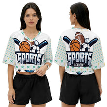 Cargar imagen en el visor de la galería, Camiseta deportiva crop con cuello en V personalizable
