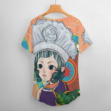 Cargar imagen en el visor de la galería, Camiseta Cuello V Mujer de Seda de Hielo | Personalizable con Foto
