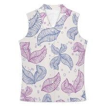 Cargar imagen en el visor de la galería, Sleeveless Lapel Button-up Shirt Leaves, Patterns
