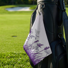 Cargar imagen en el visor de la galería, Golf Towel with Hanging Loop Purple, Butterfly, Reed Style 41x61cm
