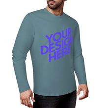 Cargar imagen en el visor de la galería, Camiseta de manga larga para hombre 100% algodón con estampado frontal en varios colores personalizado con patrón foto texto

