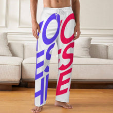 Cargar imagen en el visor de la galería, Pantalón de pijama holgado de algodón puro para hombre con estampado integral LM071 personalizado con patrón foto texto
