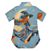 Cargar imagen en el visor de la galería, Short-sleeved Polo Shirt Witches, Flights, Moons, Broomsticks
