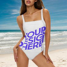 Cargar imagen en el visor de la galería, Traje de baño de una pieza con escote cuadrado para mujer SDS505 personalizado con patrón foto texto (impresión de imagen única)
