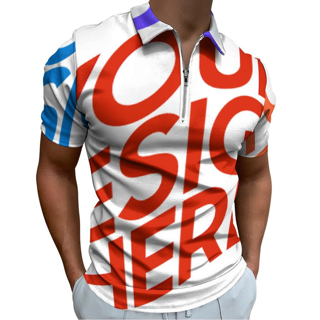 Polo estampado de algodón puro con cremallera para hombre B470 personalizado con patrón foto texto