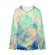 Cargar imagen en el visor de la galería, V-neck Button-up Sweater Blue Mountains, Scenery
