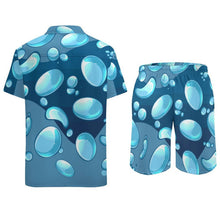 Cargar imagen en el visor de la galería, Conjunto de pijama de satén personalizable para hombre con manga corta y pantalón corto
