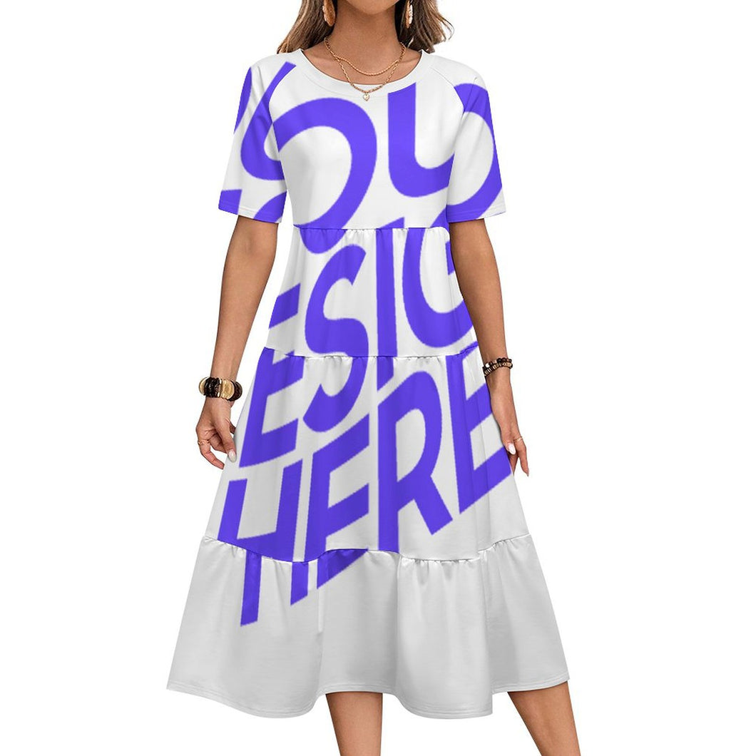 Vestido Largo de Cuello Redondo y Manga Corta para Mujer MWL784 personalizado con patrón foto texto