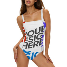 Cargar imagen en el visor de la galería, Traje de baño de una pieza con escote cuadrado para mujer SDS505 personalizado con patrón foto texto (Impresión Completa de múltiples imágenes)
