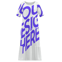 Cargar imagen en el visor de la galería, Vestido Largo de Cuello Redondo y Manga Corta para Mujer MWL784 personalizado con patrón foto texto
