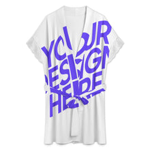 Cargar imagen en el visor de la galería, Bata de baño Pijama con cinturón y mangas cortas con ribete de encaje para mujer SDS2517 personalizado con patrón foto texto (impresión de imagen única)
