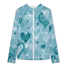 Cargar imagen en el visor de la galería, Sunscreen Hooded Long Sleeved Jacket Blue Heart
