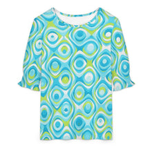 Cargar imagen en el visor de la galería, Sleeveless T-shirt with A Cut-out Design Aqua Blue, Swirling, Abstract
