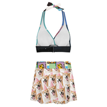 Cargar imagen en el visor de la galería, Conjunto de traje de baño de dos piezas para mujer con minifalda con abertura 308977 personalizado con patrón foto texto (impresión de imágenes múltiples)
