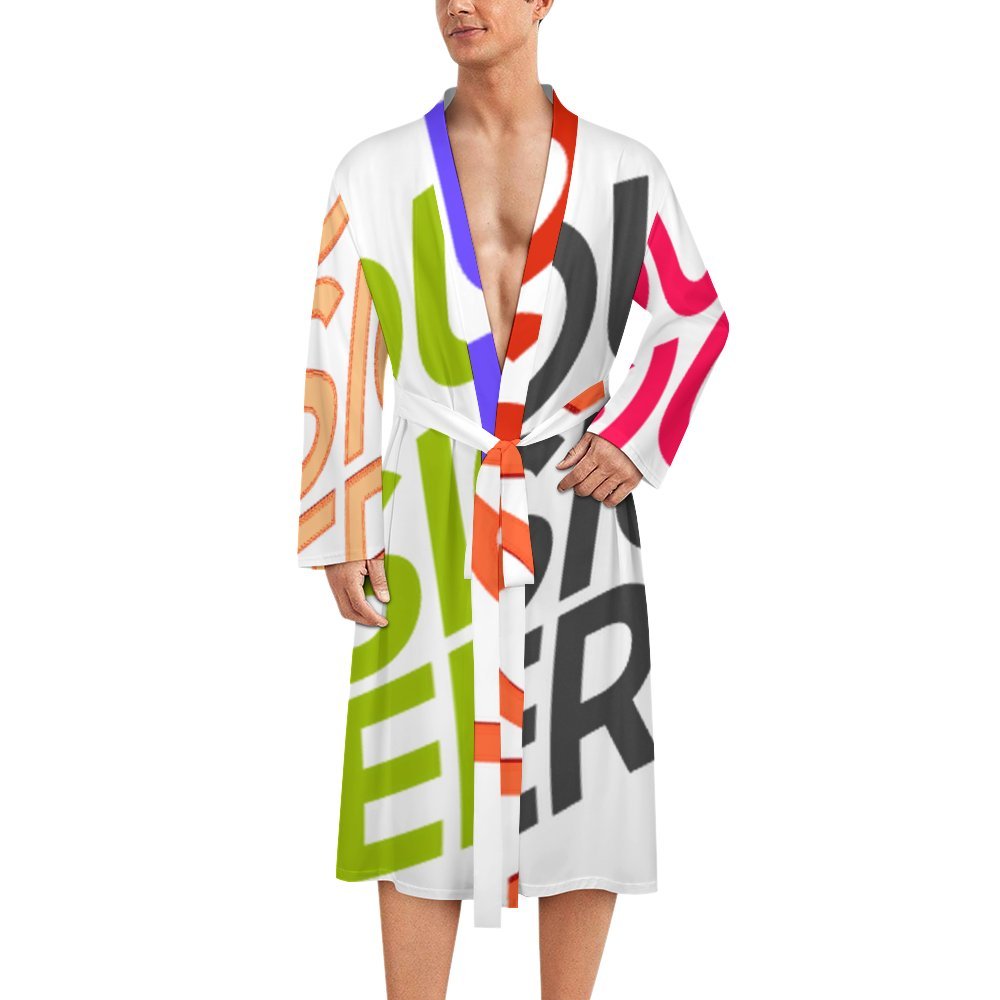 Albornoz de hombre LM003 pijama fino y cómodo personalizado con patrón foto texto (impresión de imágenes múltiples)
