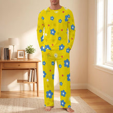 Cargar imagen en el visor de la galería, Shoulder Long Sleeved Pajama Set Yellow, Flower Background
