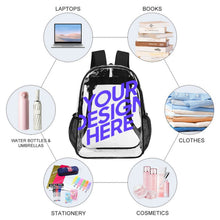 Cargar imagen en el visor de la galería, Mochila Transparente de 43 cm personalizado con patrón foto texto

