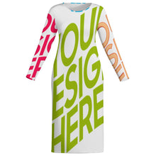 Cargar imagen en el visor de la galería, Vestido de manga larga para mujer talla grande MXLD01 personalizado con patrón foto texto (impresión de imágenes múltiples)
