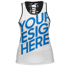 Cargar imagen en el visor de la galería, Camiseta de tirantes hueca para mujer rayas horizontales BS espalda negra personalizado con patrón foto texto
