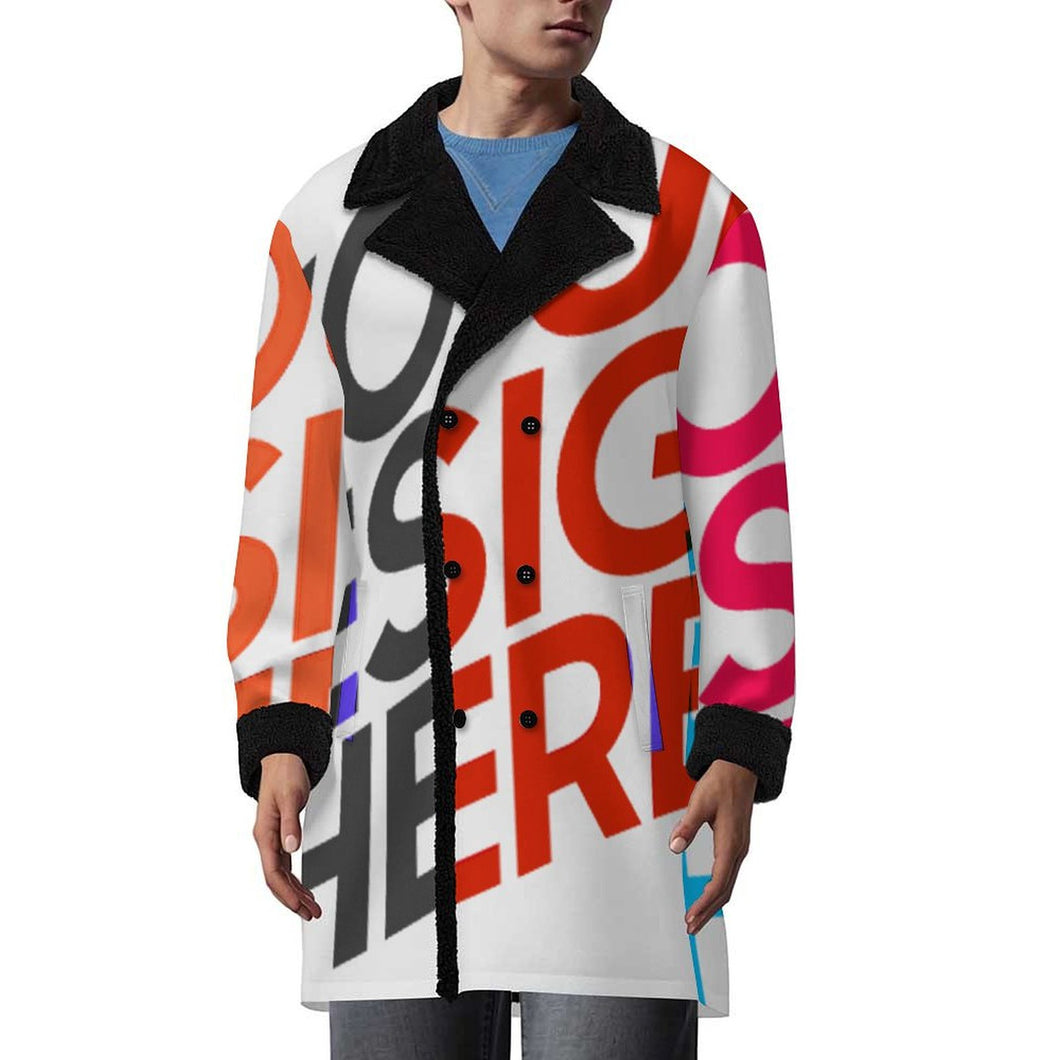 Gabardina cruzada para hombre con cuello de traje MWL510 personalizado con patrón foto texto (impresión de imágenes múltiples)