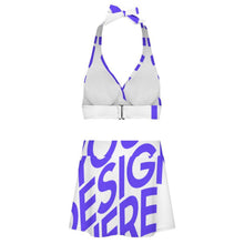 Cargar imagen en el visor de la galería, Conjunto de traje de baño de dos piezas para mujer con minifalda con abertura 308977 Personalizado con impresión completa con Foto Logo Patrón Texto
